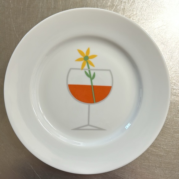 Crate & Barrel-Colorful Flowers In Cocktail Glasses-6.75” Appetizer Plates - Picture 3 of 8